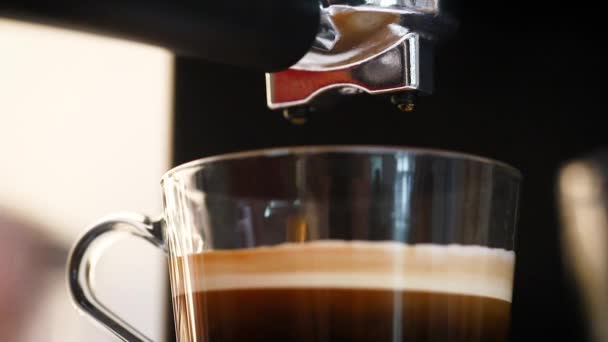 Přístroj Kávu Dělá Horké Espresso Příprava Černého Kávovaru — Stock video