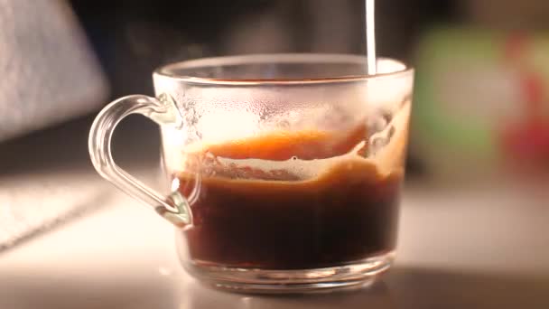 Yakın Çekim Insanlar Sıcak Kahveyi Bastırmak Için Kaşığı Kullanır — Stok video