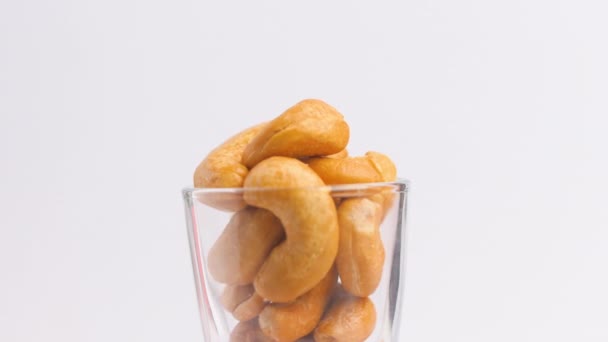 Närbild Skott Cashewnötter Naturlig Livsmedelsingrediens Högt Protein För Kost Och — Stockvideo