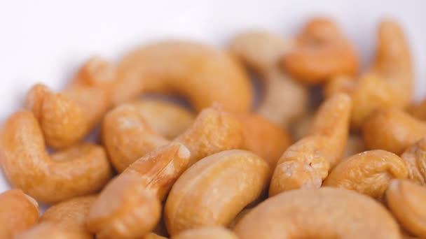 Detailní Záběr Kešu Ořechy Přírodní Složky Potravin Vysoký Obsah Bílkovin — Stock video