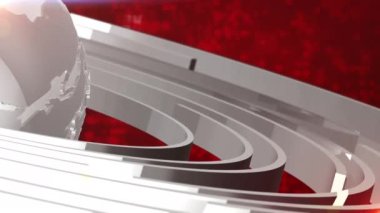 Dönen dünyayı daire elementi olan dünya haritasıyla üç boyutlu biçimlendirme. Siber ve gelecekçi kavramlar için. TV Yayın başlığı şablon teknolojisi kavramı.