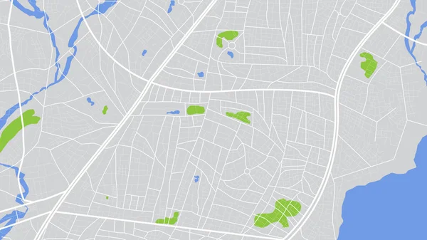 Mapa Cidade Vista Superior Mapa Urbano Noturno Rua Estrada Com — Vetor de Stock