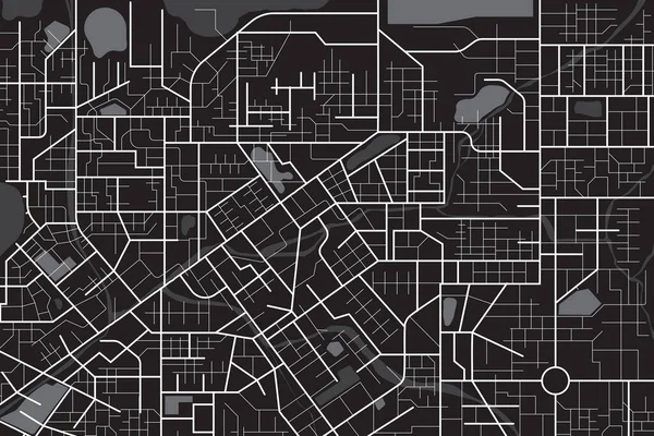 Вид Сверху Черную Карту Вид Сверху Ночную Карту Города Улицей — стоковый вектор