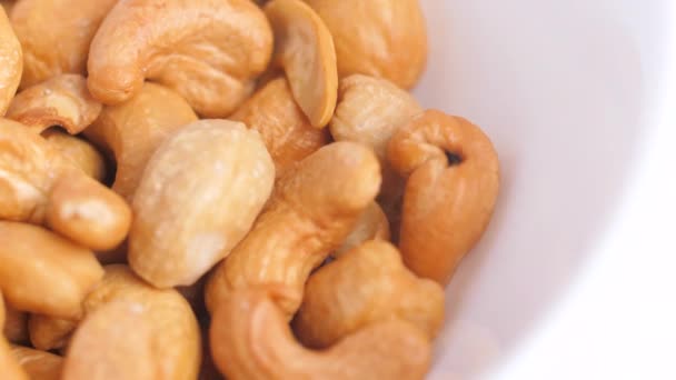 Detailní Záběr Kešu Ořechy Přírodní Složky Potravin Vysoký Obsah Bílkovin — Stock video