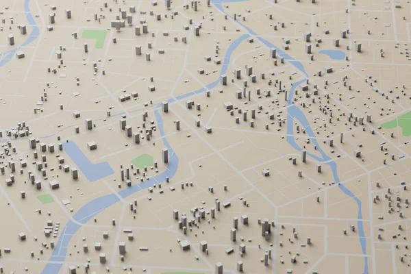 Visualización Del Mapa Ciudad Ilustración Mapa Ciudad Creado Utilizando Modelado — Foto de Stock