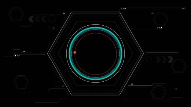 Futurystyczny Interfejs Wyświetlacza Hud Head Podstawową Geometrią Elementem Linii Zaangażowanie — Wideo stockowe