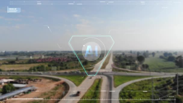 Drone Nakręcił Malowniczy Krajobraz Widok Lotu Ptaka Wiejskie Autostrady Ruch — Wideo stockowe