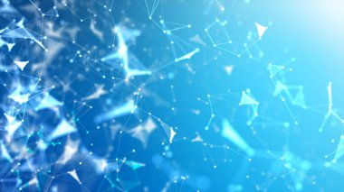 Sanal teknoloji fütüristik ve ağ bağlantısı konsepti için geniş ekran ve koyu renk oranına sahip soyut arkaplan noktası ve bağlantı hattı