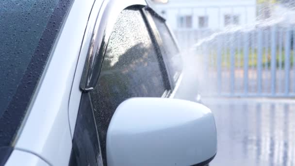 Slow Motion Spray Wody Mycia Samochodu — Wideo stockowe