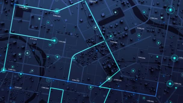 Rendu Vue Ensemble Carte Ville Avec Ligne Navigation Gps Destination — Video