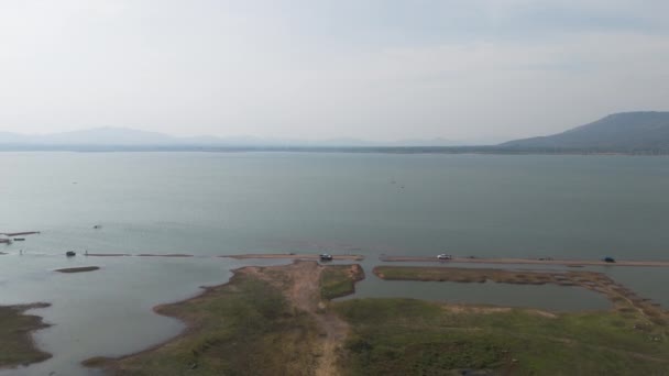 Drone Shot Scenic Landscape Aerial View Rural Big River Lam — Stock Video