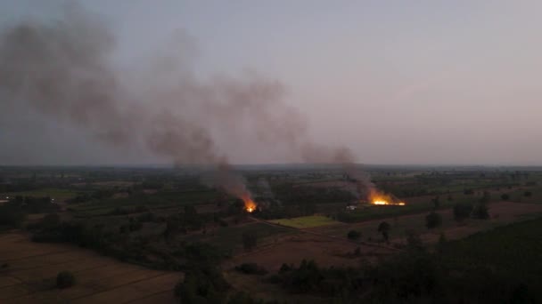 Vista Aérea Paisagem Cênica Incêndios Florestais Estão Queimando Pastagens Estação — Vídeo de Stock