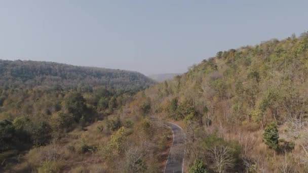 Снимок Беспилотника Живописный Пейзаж Вид Воздуха Безлюдную Местную Дорогу — стоковое видео