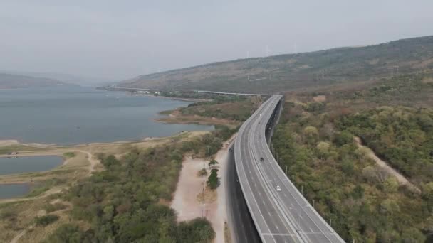 Drone Footage Autoroute Expressway Province Nakhon Ratchasima Bang Rivière Montagne — Video