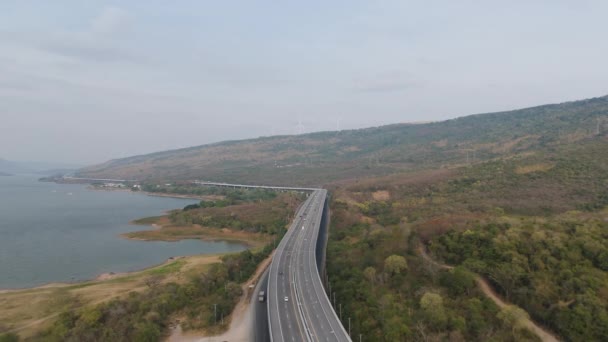 Motorway Expressway Nakhon Ratchasima Province Bang Lam Khong River Mountain — Stock Video