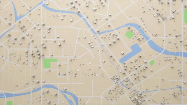 Rendering Widok Góry Mapa Miasta Linią Nawigacyjną Celem Transportu Technologii — Wideo stockowe