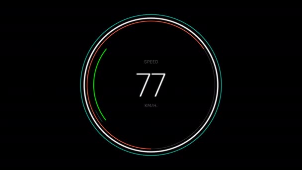 대시보드로 운전하는 자동차의 디지털 속도계 — 비디오