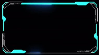 Soyut arkaplan videosu, Futuristik HUD Baş Görüntü arayüzü şablonunu temel geometri çizgi elemanıyla örtüyor. Görüntü şablonu geniş ekran görünüm oranı