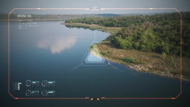Droine Drone Disparó Vista Aérea Paisaje Escénico Embarcación Navegando Gran — Vídeo de stock