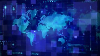Universal Technology Line ve çerçeve videosu Futuristik HUD baş görüntü arayüzü şablonunu temel geometri çizgisi elemanıyla örtüyor. Görüntü şablonu geniş ekran görünüm oranı