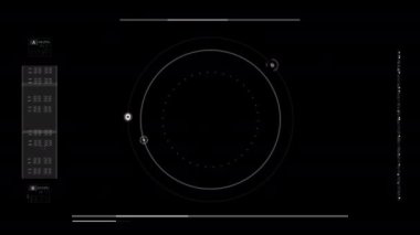 Universal Technology Line ve çerçeve videosu Futuristik HUD baş görüntü arayüzü şablonunu temel geometri çizgisi elemanıyla örtüyor. Görüntü şablonu geniş ekran görünüm oranı