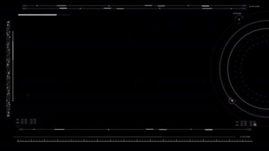 Universal Technology Line ve çerçeve videosu Futuristik HUD baş görüntü arayüzü şablonunu temel geometri çizgisi elemanıyla örtüyor. Görüntü şablonu geniş ekran görünüm oranı