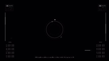 Universal Technology Line ve çerçeve videosu Futuristik HUD baş görüntü arayüzü şablonunu temel geometri çizgisi elemanıyla örtüyor. Görüntü şablonu geniş ekran görünüm oranı