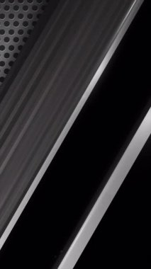 Dikey video soyut arkaplan metalik yüzeyi otomotiv endüstriyel bilim kurgu teknolojisi için modern siyah köşegen panelleri ile metalik yapı elementlerini görüntüledi