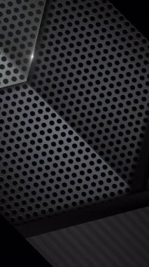 Dikey video soyut arkaplan metalik yüzeyi otomotiv endüstriyel bilim kurgu teknolojisi için modern siyah köşegen panelleri ile metalik yapı elementlerini görüntüledi