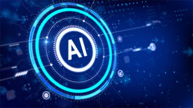 Çember HUD ile yapay zeka oluşturuluyor. Teknolojik fütüristik konsept için ekran arayüzü.