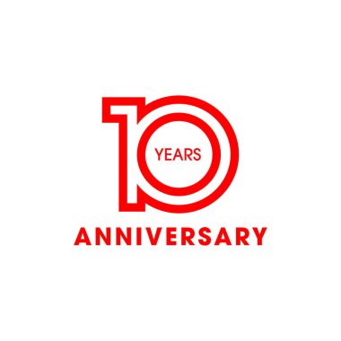 10. yıl dönümü basit şekillendirme çizgisi benzersiz logo