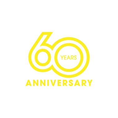 60 yıl yıldönümü basit şekil verme çizgisi benzersiz logo