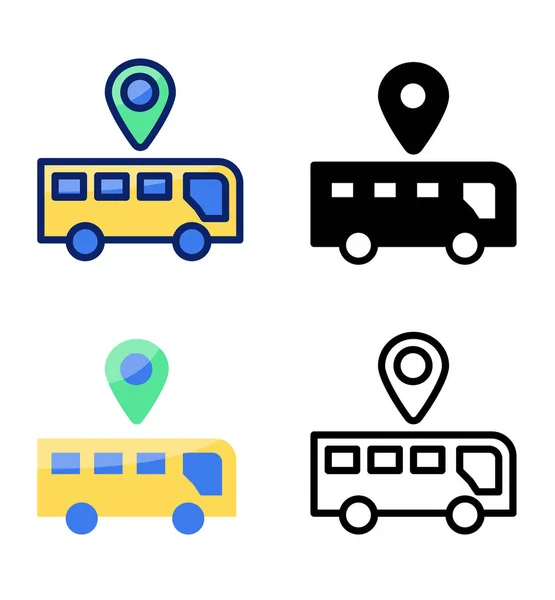 Ubicación Del Autobús Puntero Iconos Ubicación Vector — Vector de stock