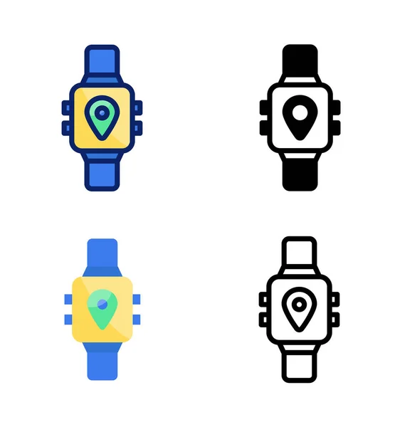 Gps Smartwatch Puntero Iconos Ubicación Vector — Vector de stock