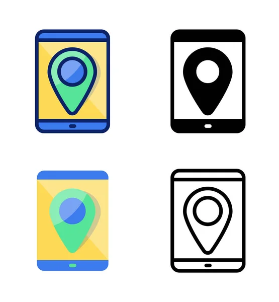 Pin Point Auf Dem Smartphone Zeiger Und Standort Symbole Vektor — Stockvektor