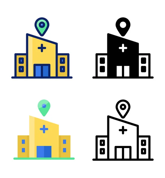 Hospital Pointer Location Icons Vector — Stock Vector