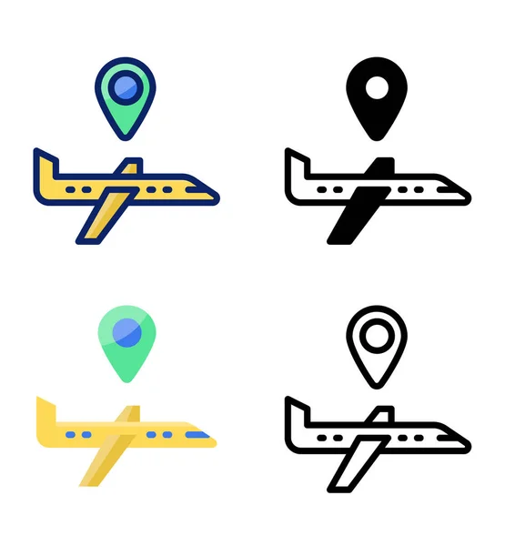 Flugzeugflug Zeiger Und Standort Symbole Vektor — Stockvektor