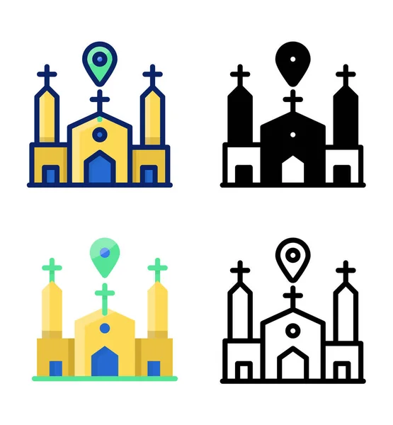 Church Pointer Location Icons Vector — Stock Vector