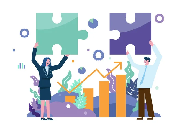 Business Team Holding Connection Jigsaw Puzzle Business Partnership Successful Concept — Vector de stock