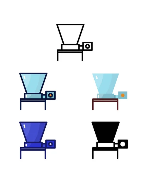 Grain Mill Electric Home Brewer Equipment Raw Material Icons Vector — Stock Vector
