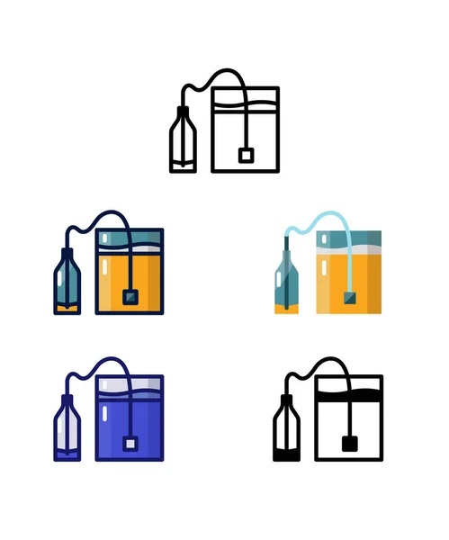 Beer Bottling Process Home Brewer Equipment Raw Material Icons Vector — Stock Vector
