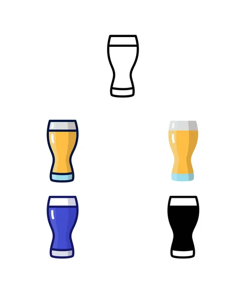 Bicchiere Birra Grano Home Brewer Attrezzature Icone Delle Materie Prime — Vettoriale Stock