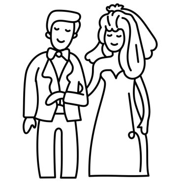 Çift düğünü. vektör çizim çizelgesi çizimi