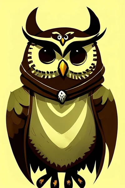 A cute owl in futuristic drawing. Illustration.