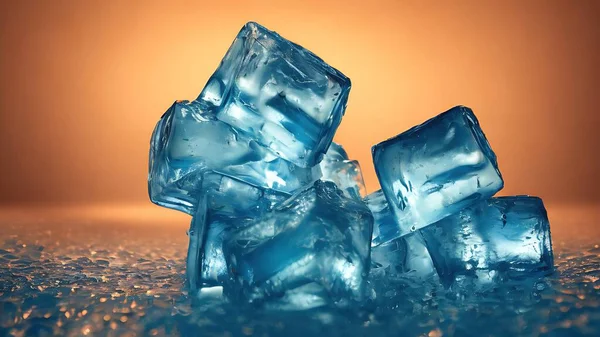 Ice cubes, macro photography, background.