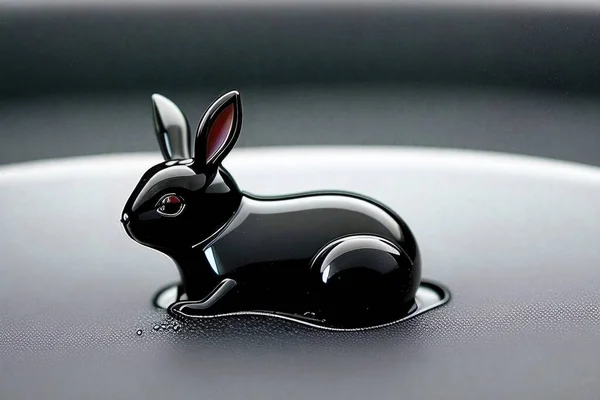 Black rabbit figurine for the bath. Rabbit soap.