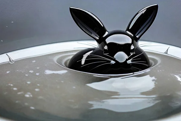 Black rabbit figurine for the bath. Rabbit soap.