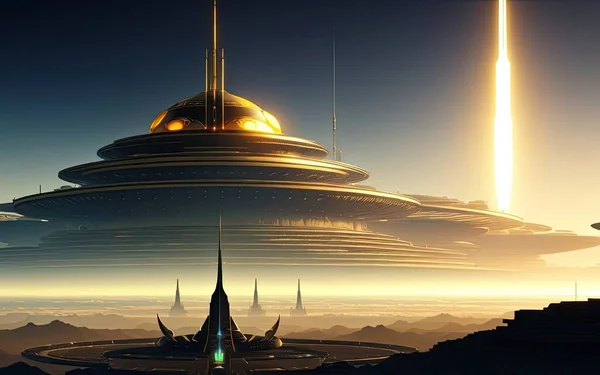 Retrofuturism. Cities of the Future Far Away in Space