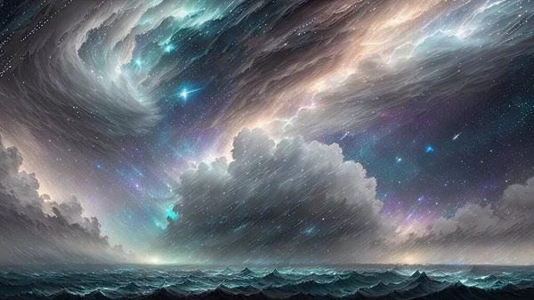superbe arrière-plan de peinture numérique de galaxie. belle