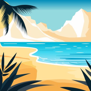 Palmiye ağaçlarıyla dolu tropik bir adada yaz.